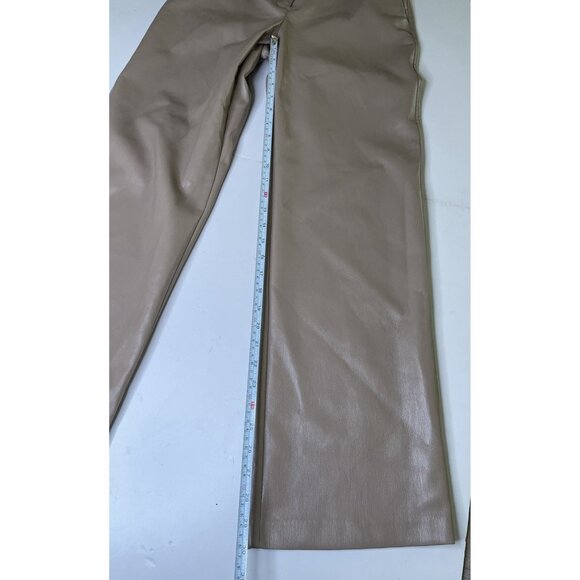 Aritzia Babaton Agency taupe vegan leather straight leg pants size 4 S - Picture 9 of 11
